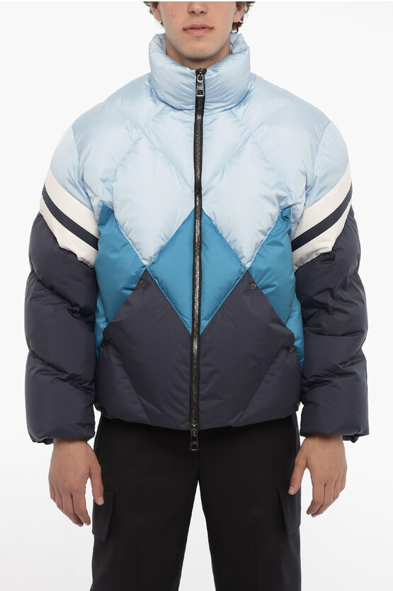 Shop Neil Barrett Color Block Padded Maxi Jacket