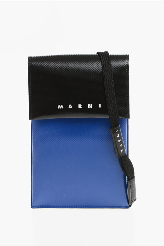 Shop Marni Color Block Phone Holder With Removable Shoulder Strap