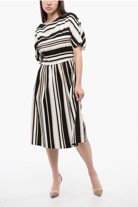 WOOLRICH COLOR BLOCK STRIPED SCULLY FLARED DRESS