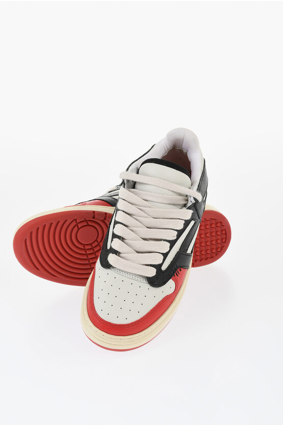 Represent Color Block Textured Leather Low-top Sneakers In White