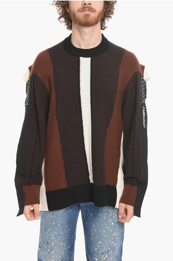 Ambush Color Block Wool Blend Folding Sweater In Multi