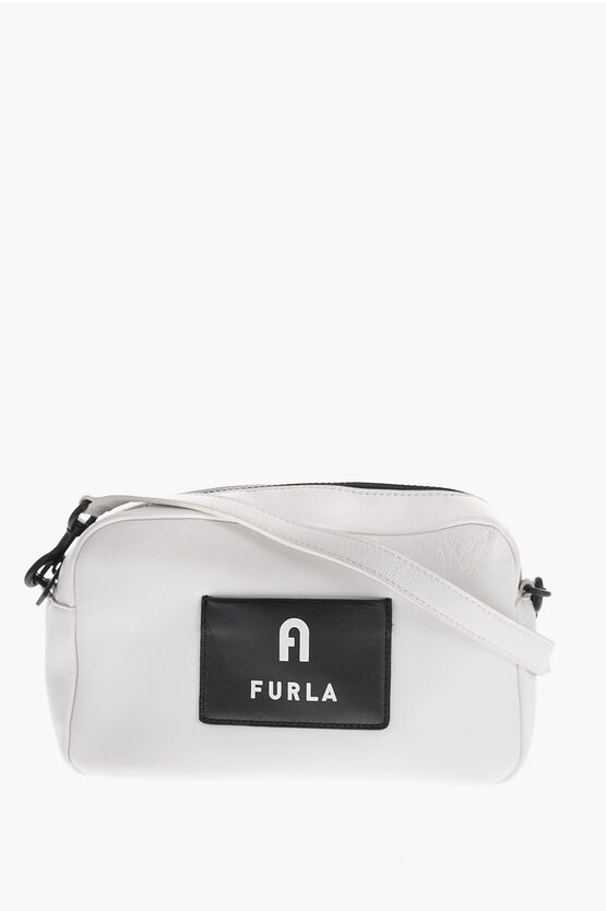 Furla Color Clock Nappa Iris Crossbody Bag With Decorative Logo In White
