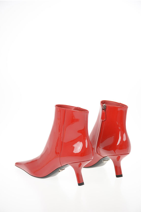 Prada Comma Heel Patent Leather Booties 7cm women - Glamood Outlet