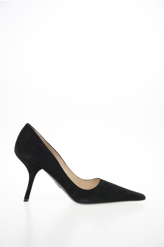 Prada Comma Heel Suede Pumps 9.5cm women - Glamood Outlet