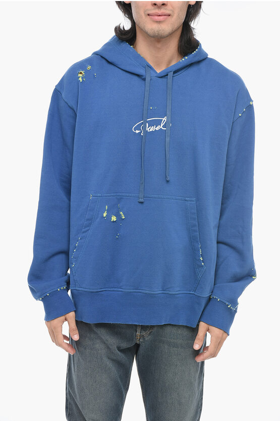 Shop Diesel Constrasting Distressed Details S-macs-l2 Hoodie