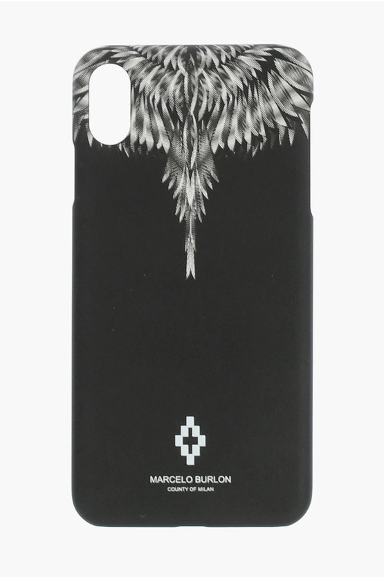 Marcelo Burlon County Of Milan Constrasting Printed Sharp Wings Xs Max Iphone Case In Black
