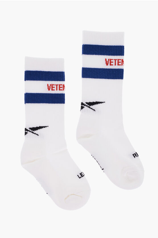 Vetements Contrast Embroidered Classic Long Socks In White