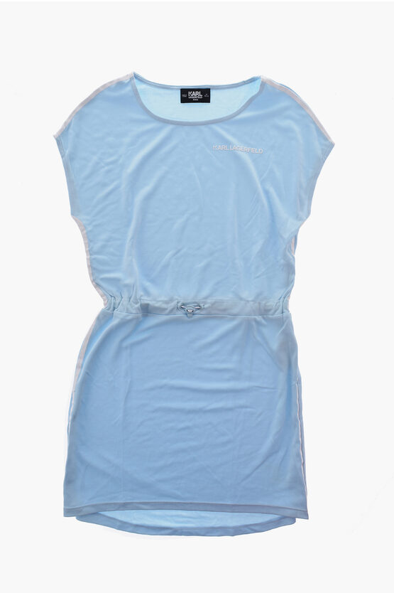 Karl Lagerfeld Contrast Side Bands Solid Colour Dress In Blue