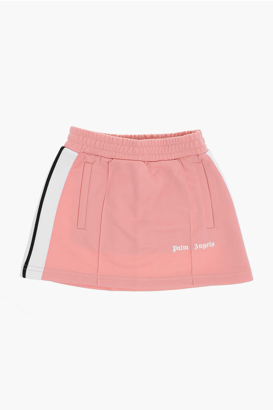 Palm Angels Contrast Side Bands Track Skirt In Pink