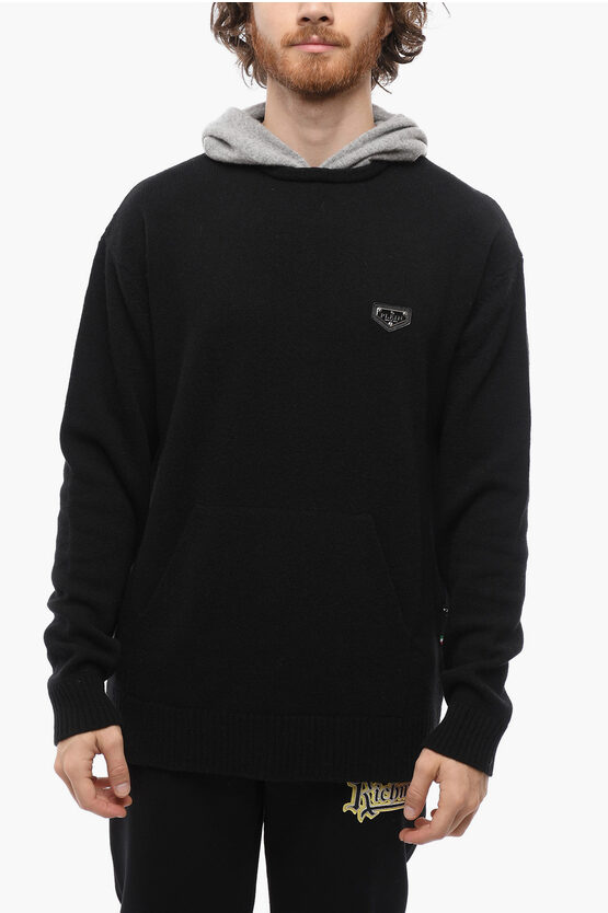 Philipp Plein Contrasted Hoodie Iconic Sweater In Black