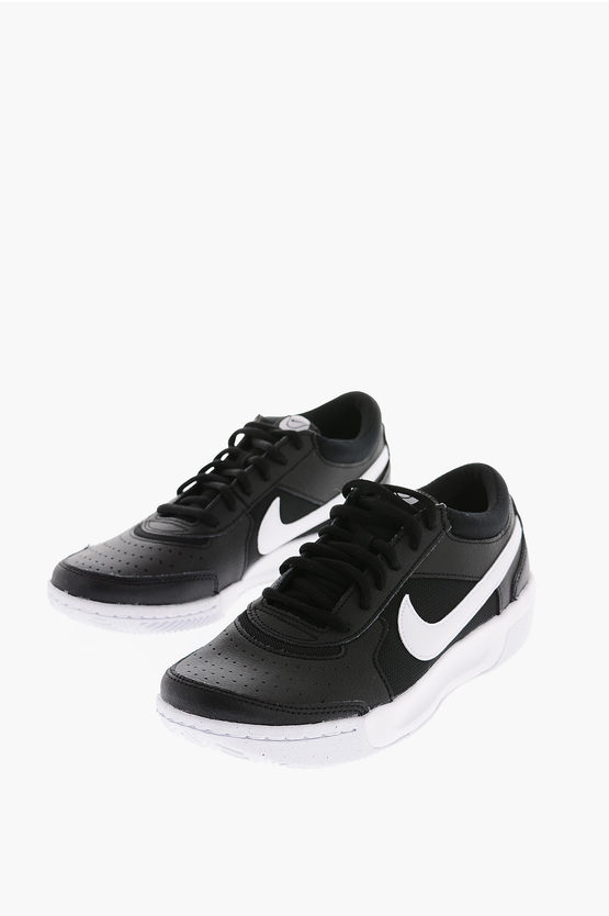 Nike Contrastig Sole And Logo Zoom Court Lite 3 Low-top Sneakers In White