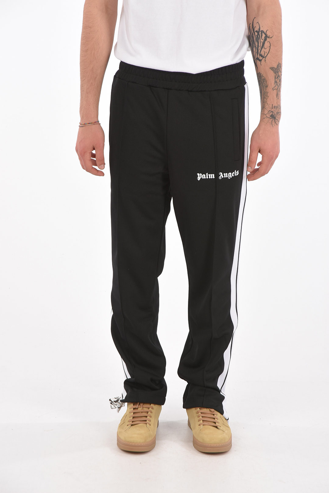 Palm Angels Contrasting Band Jersey Joggers with Ankle Zip men ...
