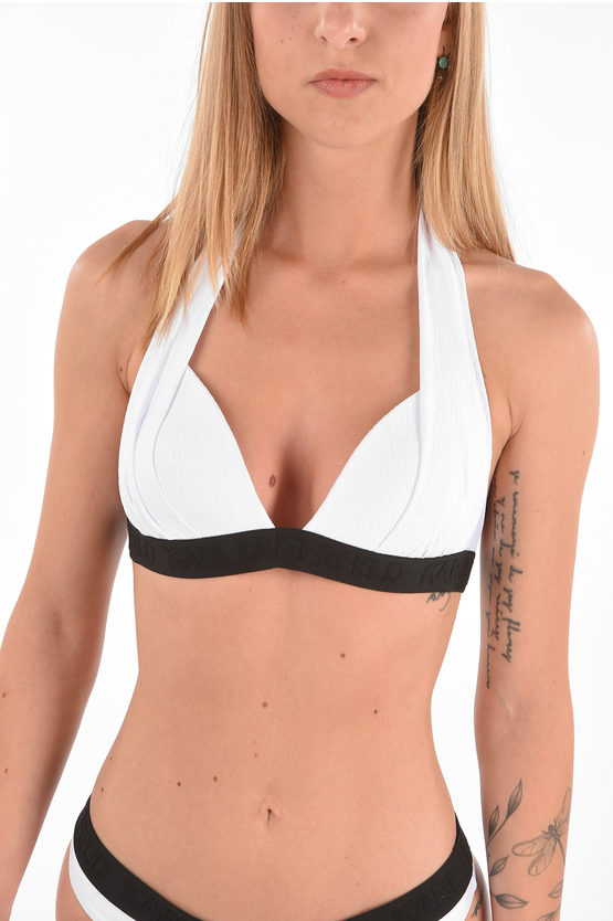 Shop Karl Lagerfeld Contrasting Band Nylon Bikini Top