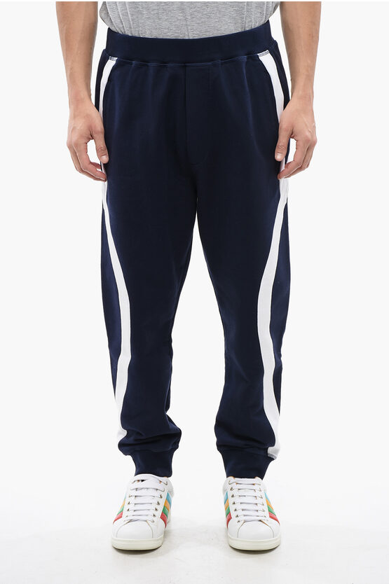 Dsquared2 Contrasting Band Relax Fit Brushed Cotton Joggers