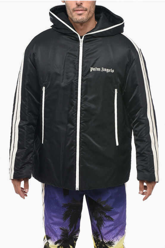 Shop Palm Angels Contrasting Band Tape Padded Jacket