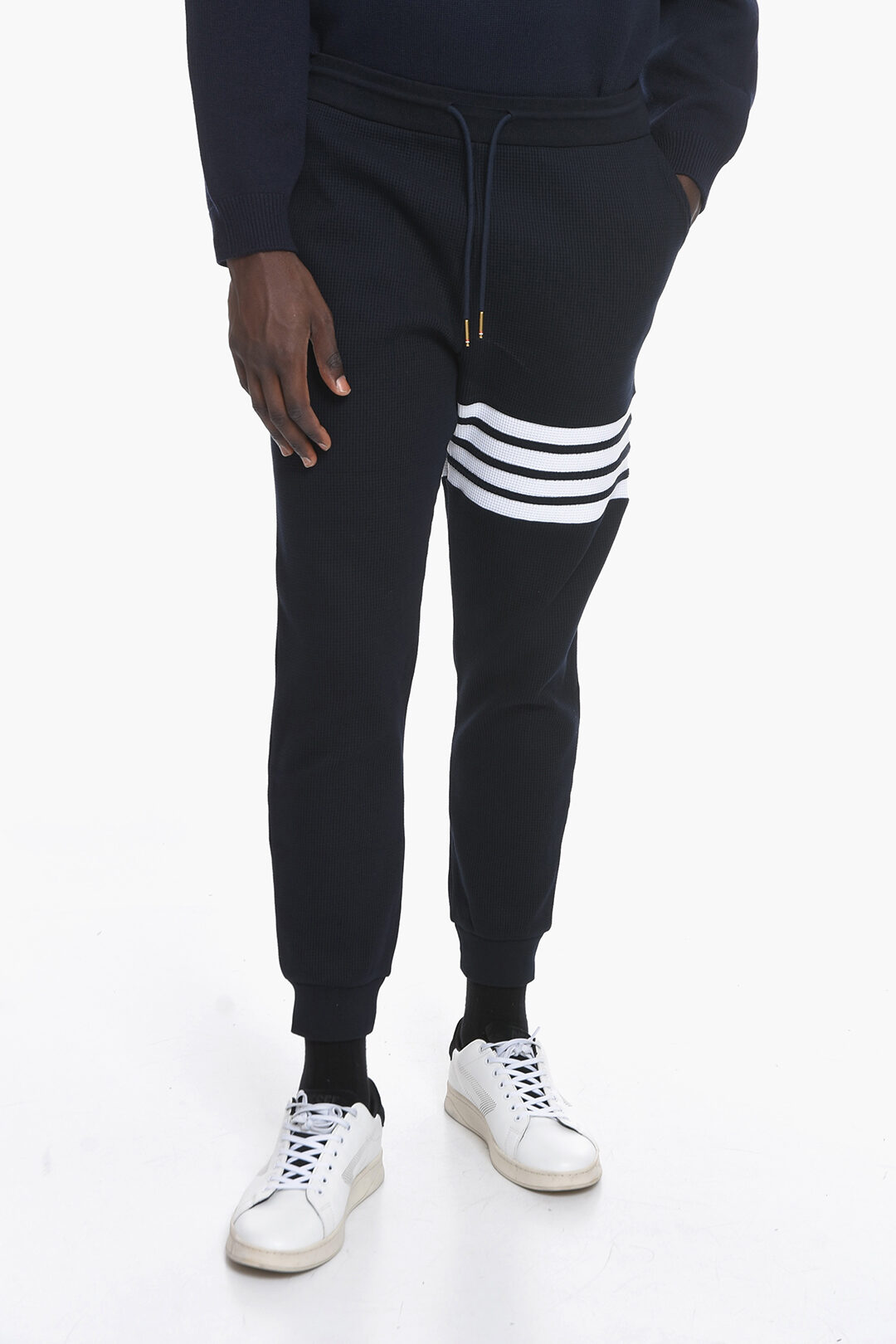 Thom Browne Contrasting Band WAFFLE Cotton Joggers men Glamood Outlet