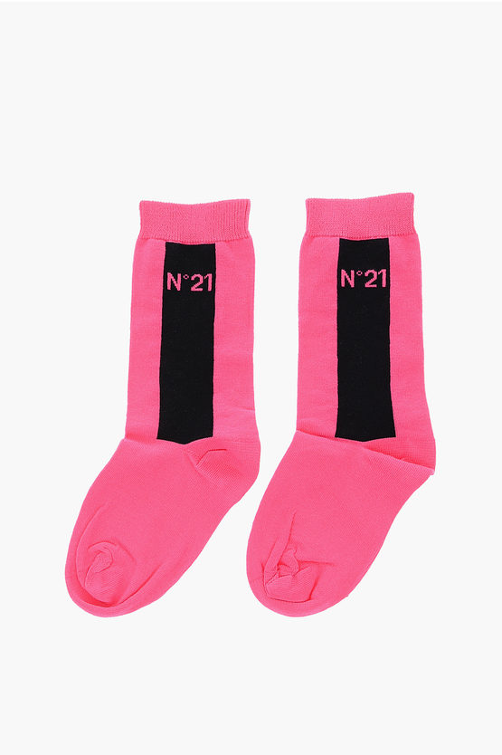 N°21 Contrasting Bands Socks In Pink