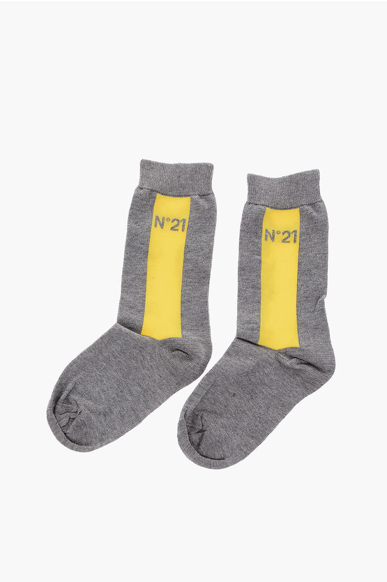 N°21 Contrasting Bands Socks In Gray