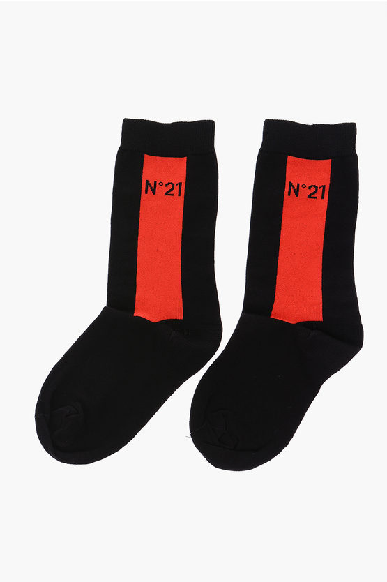 N°21 Contrasting Bands Socks In Black