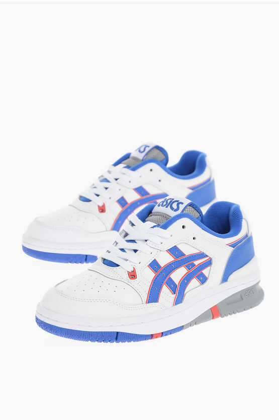 Asics Contrasting Detail Illusion Leather Sneakers In White