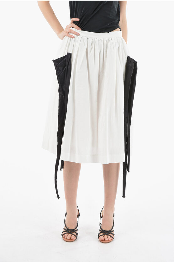 Jordanluca Contrasting Details Flared Skirt In White