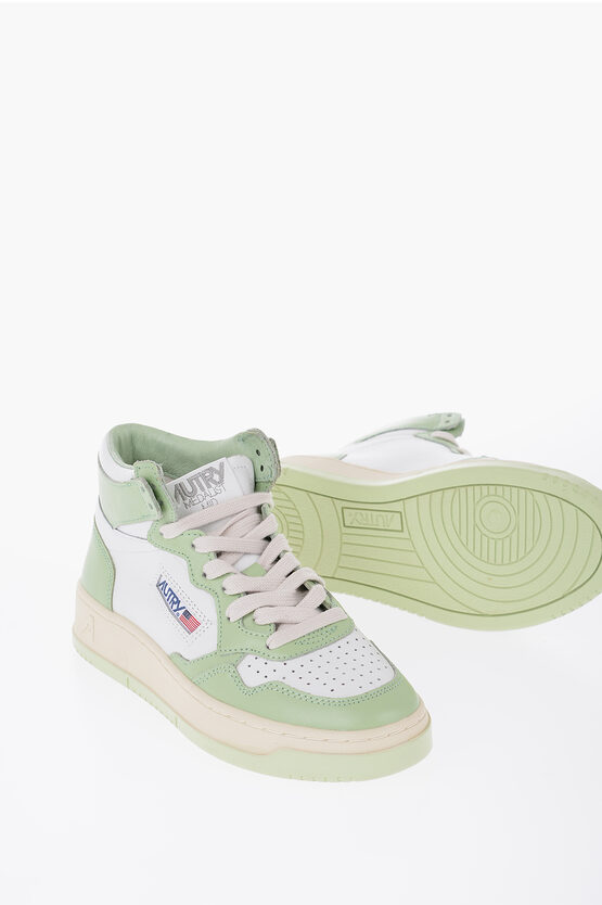 Autry Contrasting Laces Two-tone Leather High-top Sneakers In Multi