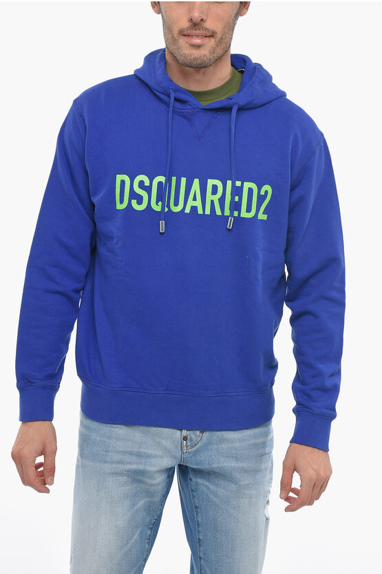 Dsquared2 Contrasting Logo Cool Fit Hoodie In Blue