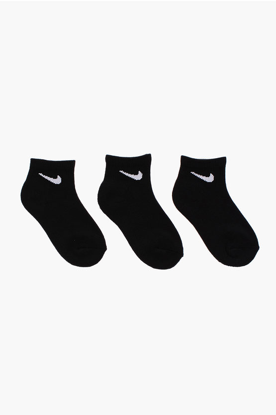Nike Contrasting Logo Solid Colour 3 Socks Set In Black