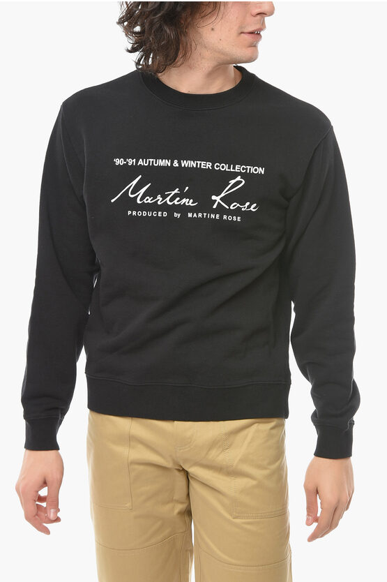 Martine Rose Contrasting Printed Crew-neck Sweatshirt In Black