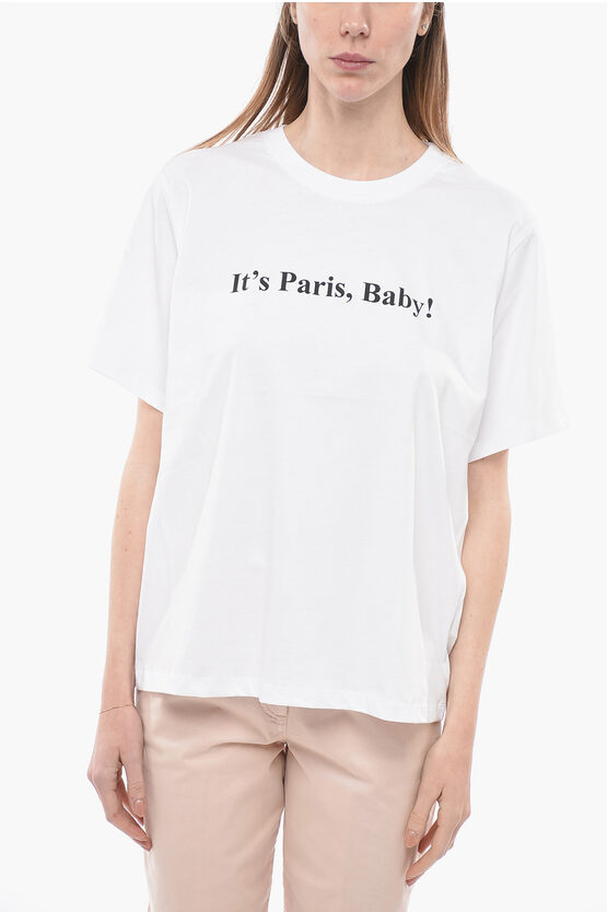 Victoria Beckham Contrasting Printed Crew-neck T-shirt In White