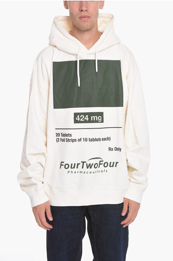424 Contrasting Prints Hoodie In White