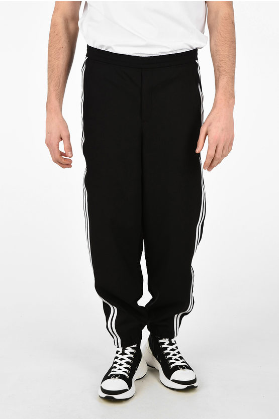 Neil Barrett Contrasting Side Band Easy Fit Low Rise Track Pants In Blue