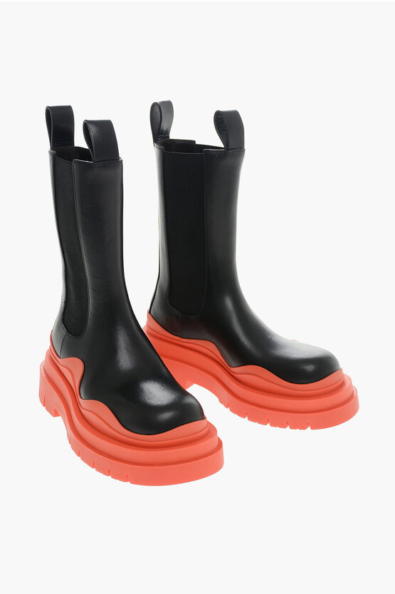 Bottega Veneta Contrasting Sole Leather Chelsea Booties