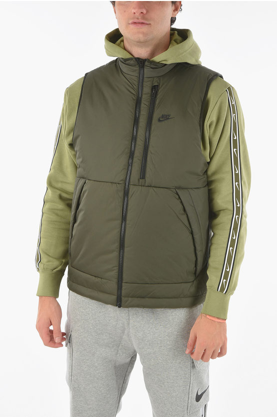 Nike Contrasting Zip Sleeveless Therma Fit Padded Jacket In Green
