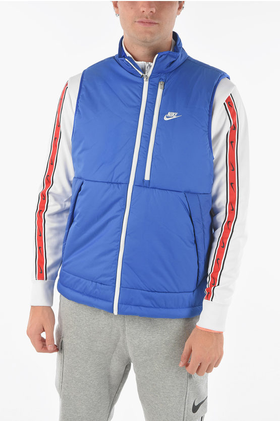 Nike Contrasting Zip Sleeveless Therma Fit Padded Jacket In Blue