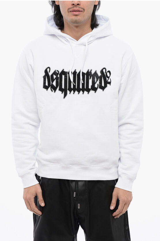 Dsquared2 Cool-fit Hoodie Sweatshirt With Rhinestones