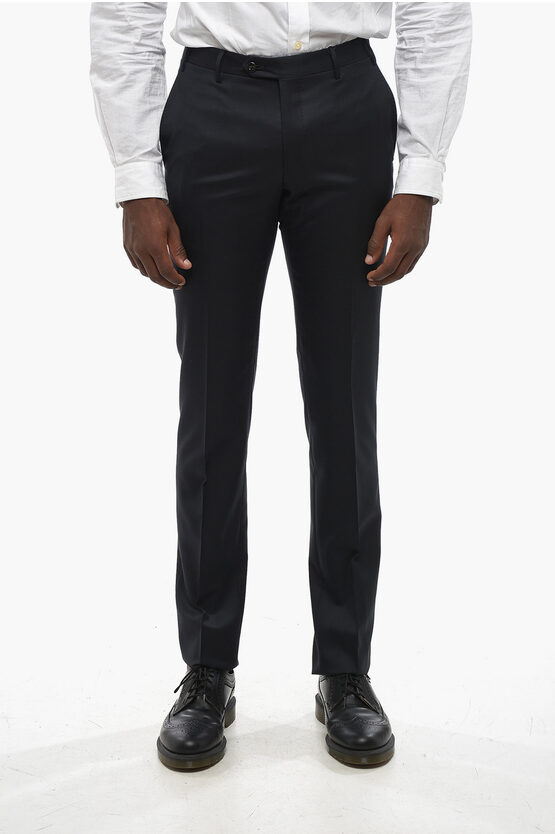 Corneliani Cool Wool Acad Pants With Belt Loops In Black
