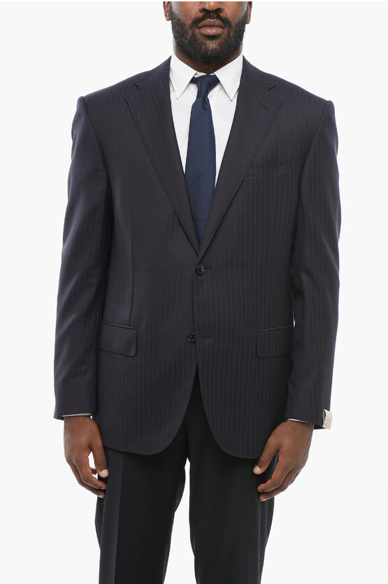 Corneliani Cool Wool Blazer With Pinestripe Motif