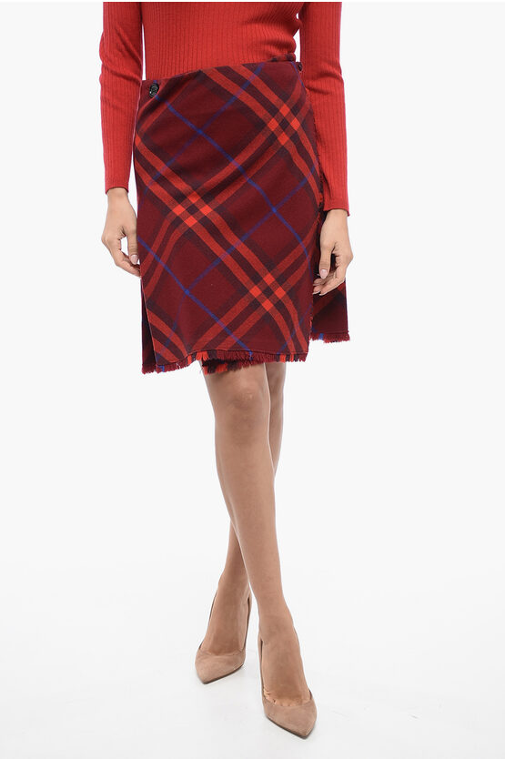 Burberry Woman Mini Skirt Brick Red Size 4 Wool