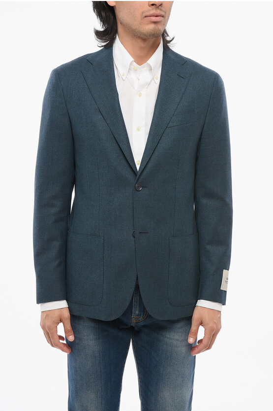 Corneliani Cool Wool Suit With Patch Pocket