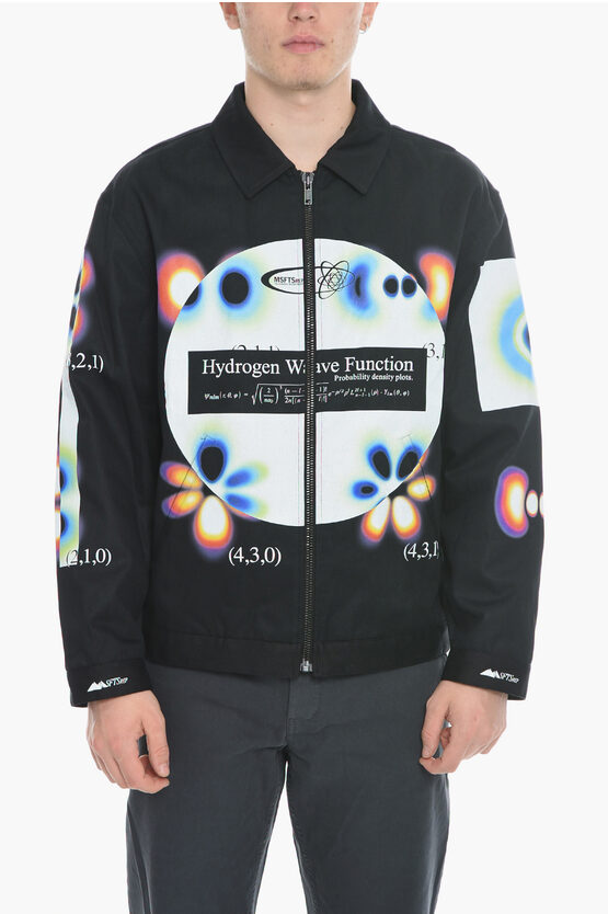 Msftsrep Cootn Twill Hydrogen Wave Jacket With Gradient Print In Black
