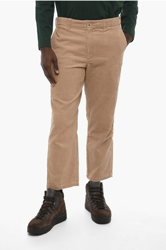 Woolrich Corduroy 4 Pockets Trousers With Golden Buttons In Neutral