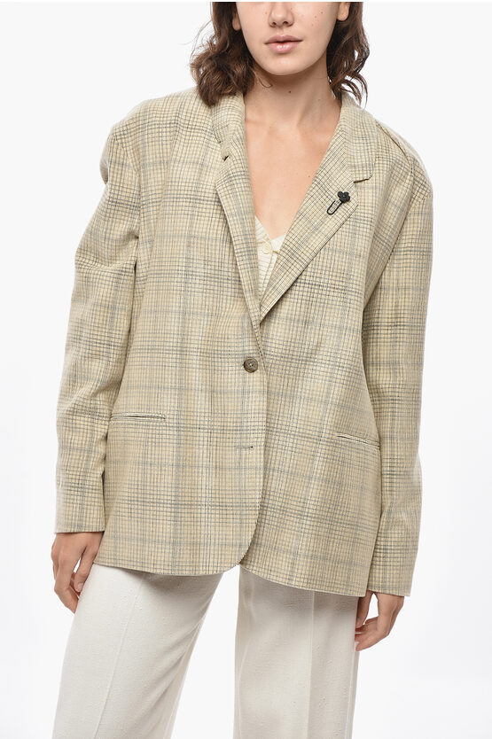 Lardini Corduroy Blazer With Flush Pockets In Green