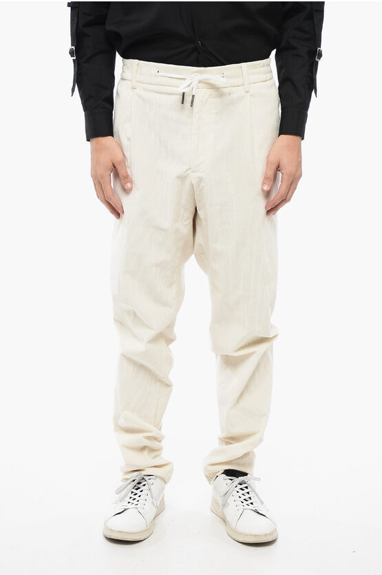 Shop Tagliatore Corduroy Chinos Pants With Drawstringed Waistband