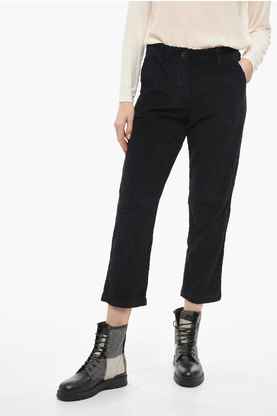 Woolrich Corduroy Cropped Pants With Tapered Fit