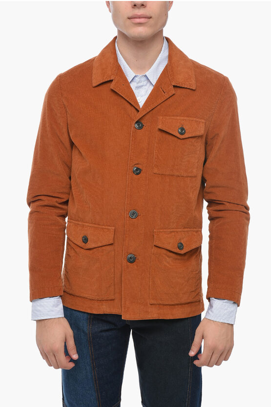 Shop Altea Corduroy Derby Overshirt With Utility Pockets