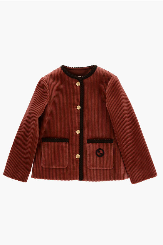 Shop Gucci Corduroy Jacket With Braided Details