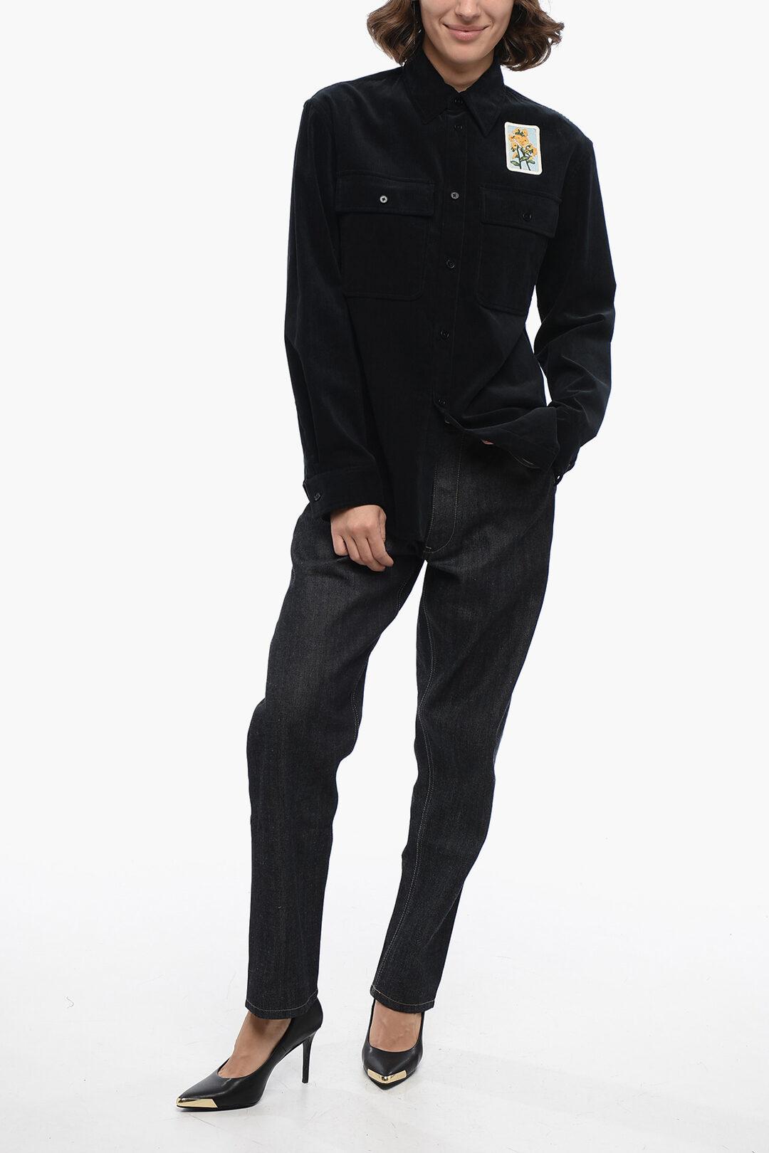 Jil Sander Corduroy Overshirt with Embroidered Patch women