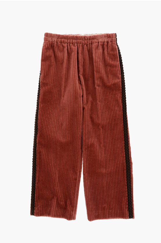 Corduroy pants with Braided Motif