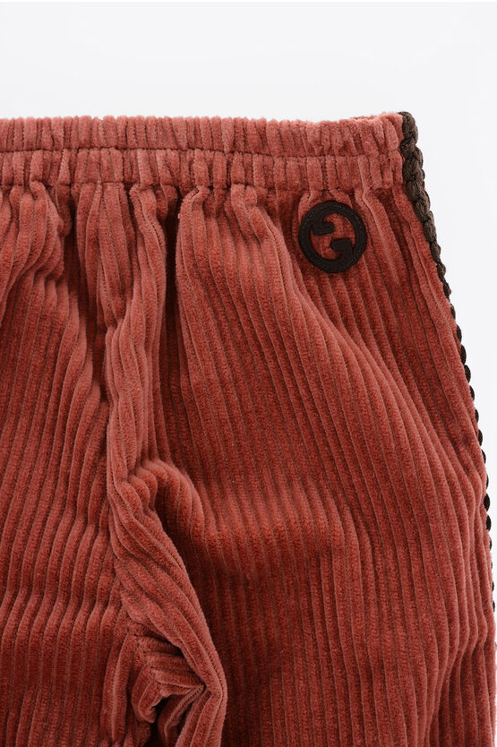 Corduroy pants with Braided Motif